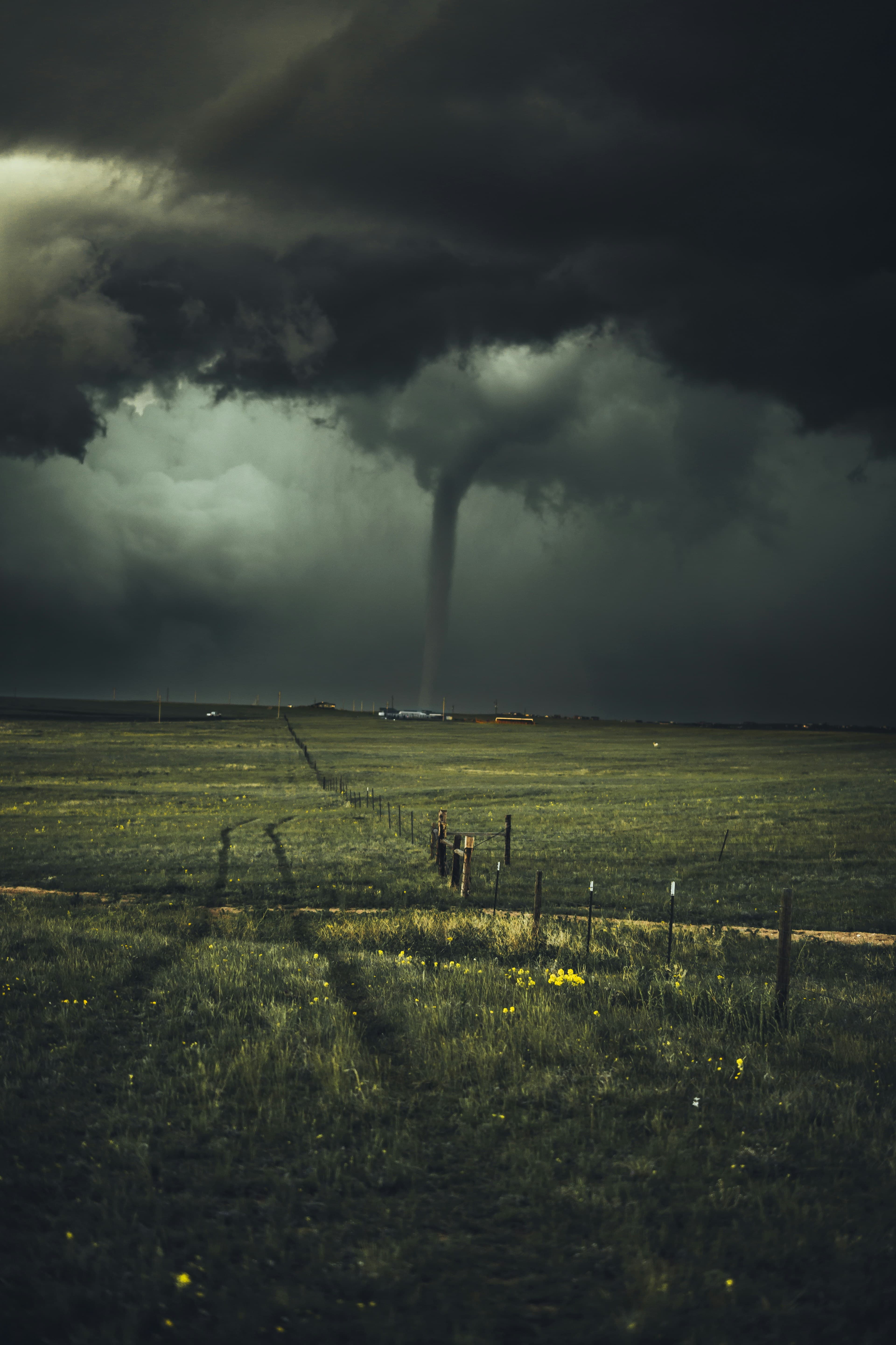 Storm approaching commercial buildings